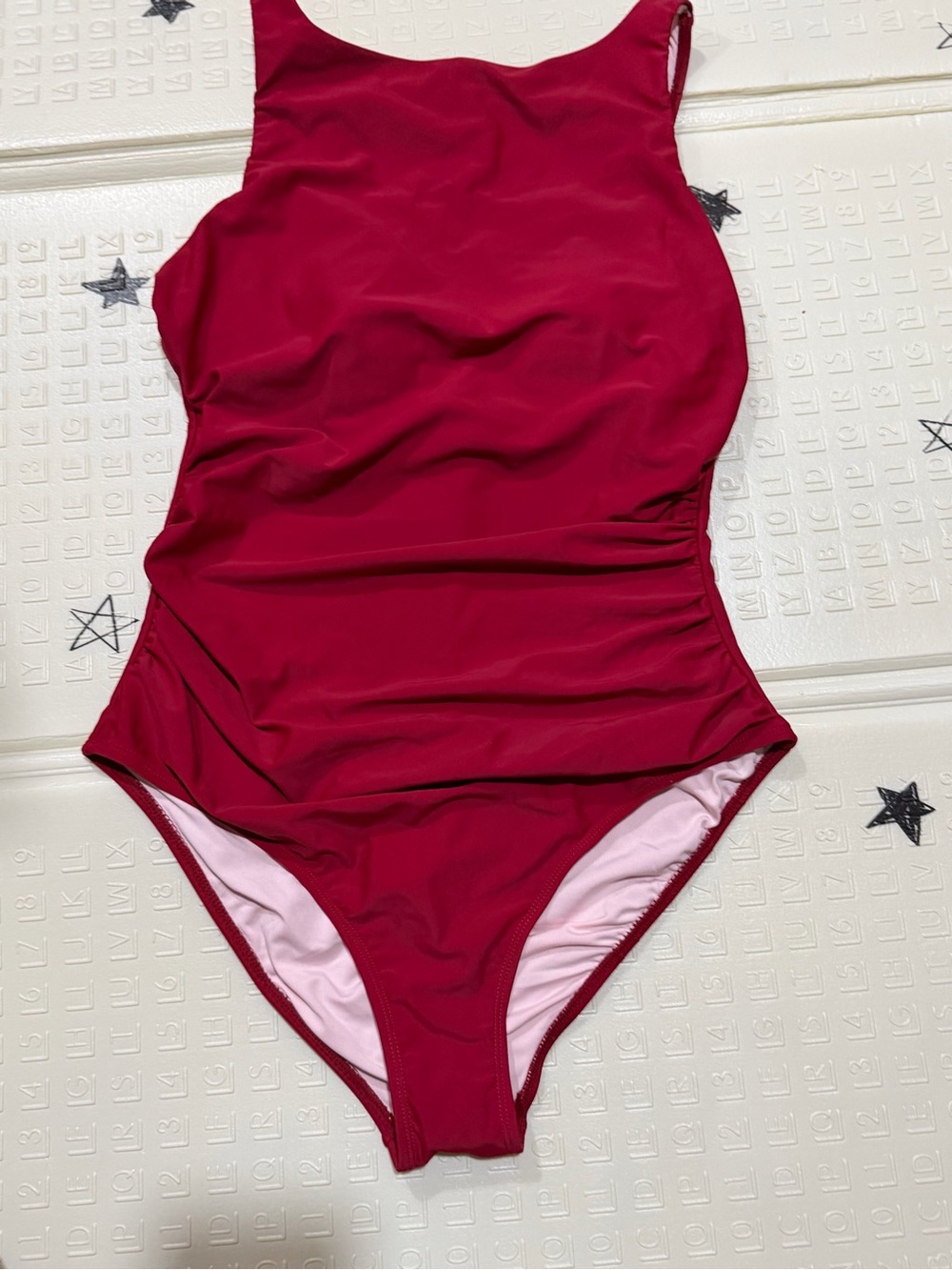 Solid Red One-Piece Swimsuit L